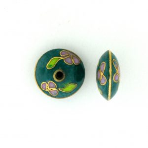 8700C - 11mm Rondelle Cloisonne Bead - Green 8700C - 11mm Rondelle Cloisonne Bead - Green