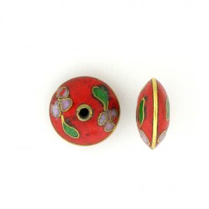 8700C - 11mm Rondelle Cloisonne Bead - Red 8700C - 11mm Rondelle Cloisonne Bead - Red