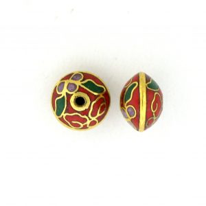 8701C - 9mm Rondelle Cloisonne Bead - Red 8701C - 9mm Rondelle Cloisonne Bead - Red