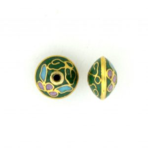 8701C - 9mm Rondelle Cloisonne Bead - Green 8701C - 9mm Rondelle Cloisonne Bead - Green