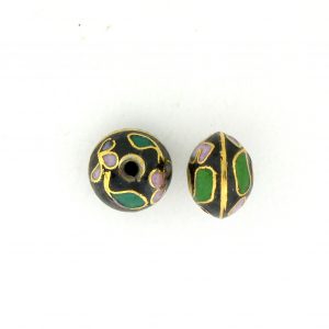 8702C - 8mm Rondelle Cloisonne Bead - Black 8702C - 8mm Rondelle Cloisonne Bead - Black