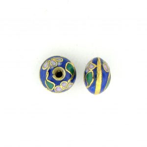 8702C - 8mm Rondelle Cloisonne Bead - Blue 8702C - 8mm Rondelle Cloisonne Bead - Blue