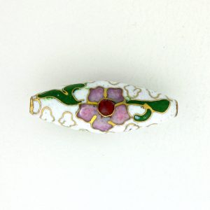 9000C - 26x9mm Oval Cloisonne Bead - White 9000C - 26x9mm Oval Cloisonne Bead - White