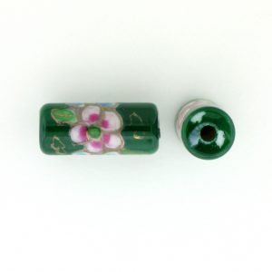 9038P - 12x7mm Tube Porcelain Bead - Green 9038P - 12x7mm Tube Porcelain Bead - Green
