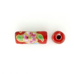 9038P - 12x7mm Tube Porcelain Bead - Red 9038P - 12x7mm Tube Porcelain Bead - Red