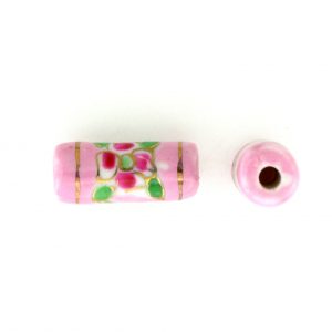 9038P - 12x7mm Tube Porcelain Bead - Pink 9038P - 12x7mm Tube Porcelain Bead - Pink