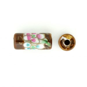 9038P - 12x7mm Tube Porcelain Bead - Smoke Topaz 9038P - 12x7mm Tube Porcelain Bead - Smoke Topaz