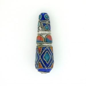 9007M - 9x32mm Fancy Metal Bead - Blue 9007M - 9x32mm Fancy Metal Bead - Blue