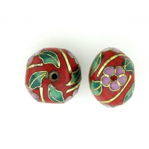 9036C - 12x15mm Fancy Cloisonne Bead - Red 9036C - 12x15mm Fancy Cloisonne Bead - Red