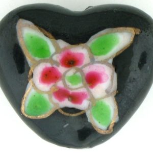 9037P - 15x18mm Fancy Porcelain Heart - Black 9037P - 15x18mm Fancy Porcelain Heart - Black