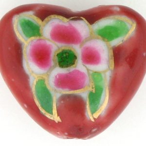 9037P - 15x18mm Fancy Porcelain Heart - Red 9037P - 15x18mm Fancy Porcelain Heart - Red