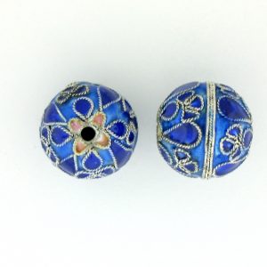 9053M - 12mm Fancy Metal Bead - Blue 9053M - 12mm Fancy Metal Bead - Blue