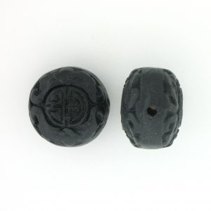 9061 - 11x15mm Flat Round Cinnabar Bead - Black 9061 - 11x15mm Flat Round Cinnabar Bead - Black