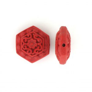 9062 - 16mm Flat Cinnabar Bead - Red 9062 - 16mm Flat Cinnabar Bead - Red