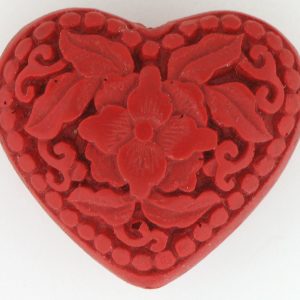9065 - 27x31mm Cinnabar Heart - Red 9065 - 27x31mm Cinnabar Heart - Red