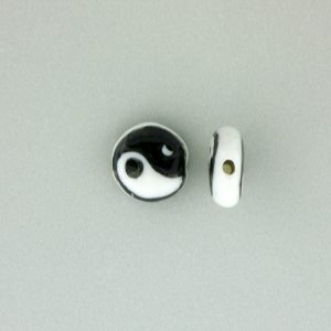 9073 - 4x10mm Flat Ying Yang Porcelain Bead 9073 - 4x10mm Flat Ying Yang Porcelain Bead
