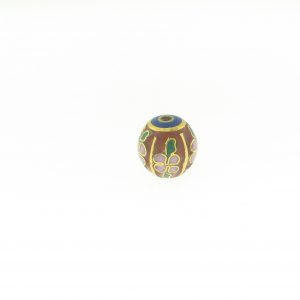 9086C - 12mm Fancy Round Cloisonne Bead - Brown 9086C - 12mm Fancy Round Cloisonne Bead - Brown