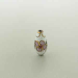 9081C - 14x6mm Drop Cloisonne Bead - White 9081C - 14x6mm Drop Cloisonne Bead - White