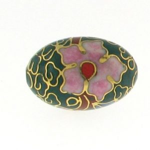 7918C - 18mm Oval Cloisonne Bead - Green
