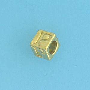 9800 - 5.5mm Gold Plated Alphabet Beads - P 9800 - 5.5mm Gold Plated Alphabet Beads - P