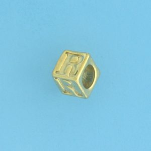 9800 - 5.5mm Gold Plated Alphabet Beads - R 9800 - 5.5mm Gold Plated Alphabet Beads - R