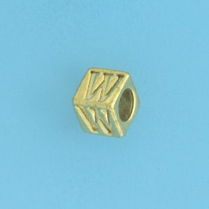 9800 - 5.5mm Gold Plated Alphabet Beads - W 9800 - 5.5mm Gold Plated Alphabet Beads - W