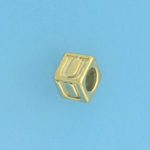 9800 - 5.5mm Gold Plated Alphabet Beads - U 9800 - 5.5mm Gold Plated Alphabet Beads - U