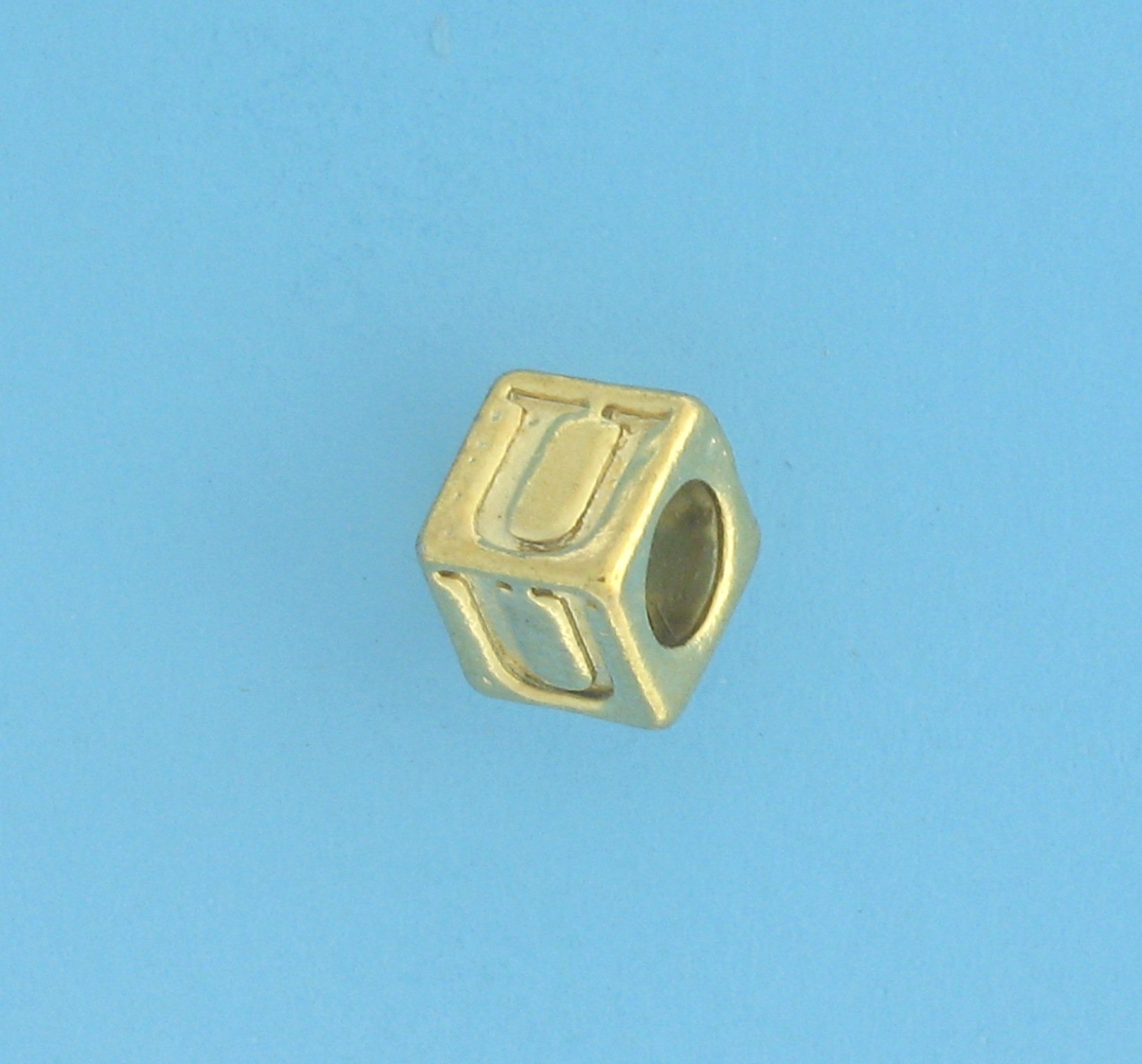9800 - 5.5mm Gold Plated Alphabet Beads - U 9800 - 5.5mm Gold Plated Alphabet Beads - U
