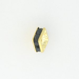 9853 - 8mm Rhinestone Squaredelle Gold Plated - Jet 9853 - 8mm Rhinestone Squaredelle Gold Plated - Jet