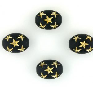 9021 - 13x10mm Gold Star Beads (Oval) - Black