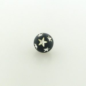 9020 - 10mm Silver Star Beads (Round) - Black