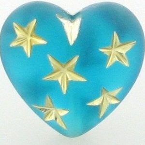 9555 - 14mm Gold Star Beads (Heart) - Blue Zircon 9555 - 14mm Gold Star Beads (Heart) - Blue Zircon