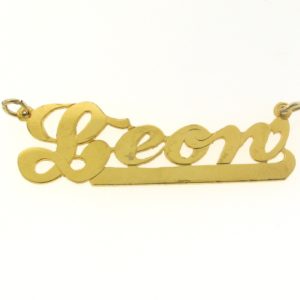 # 9615 - 14K Gold Filled Name Plate For Necklace - Leon # 9615 - 14K Gold Filled Name Plate For Necklace - Leon
