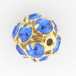 # 3710 - 10mm Swarovski Gold Plated Rhinestone Ball - Sapphire # 3710 - 10mm Swarovski Gold Plated Rhinestone Ball - Sapphire