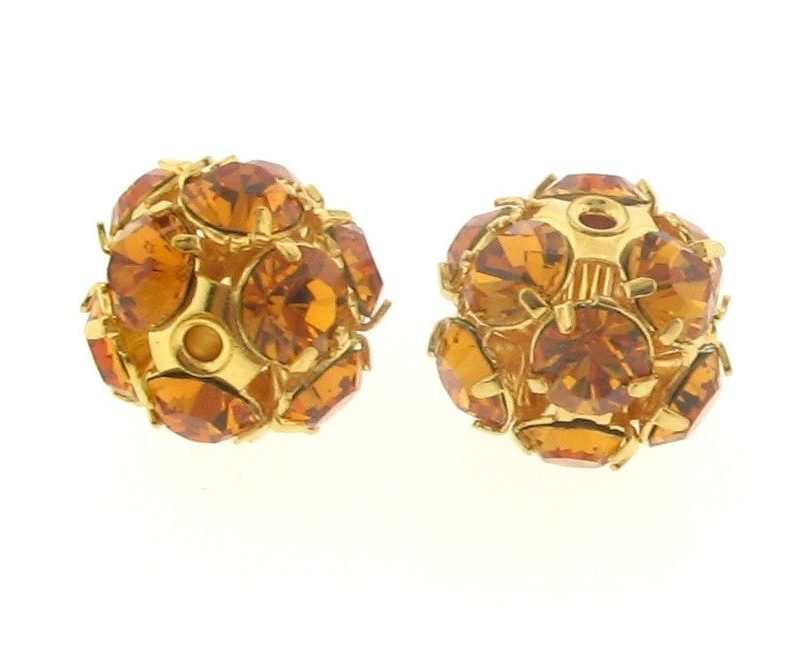 # 3710 - 10mm Swarovski Gold Plated Rhinestone Ball - Topaz # 3710 - 10mm Swarovski Gold Plated Rhinestone Ball - Topaz