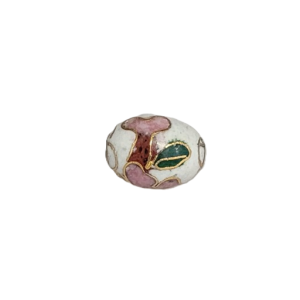 7310C - 7x9mm Oval Cloisonne Bead - White
