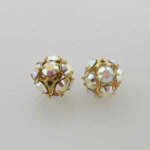#3712 - 12mm Swarovski Gold Plated Rhinestone Ball - Crystal AB #3712 - 12mm Swarovski Gold Plated Rhinestone Ball - Crystal AB