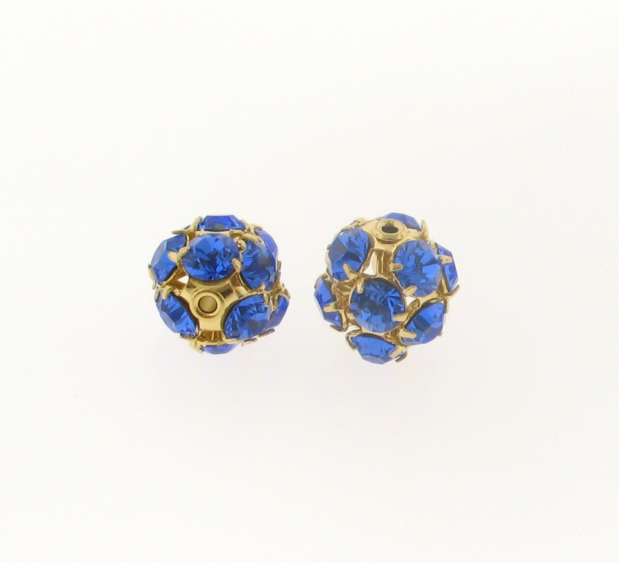 #3712 - 12mm Swarovski Gold Plated Rhinestone Ball - Sapphire #3712 - 12mm Swarovski Gold Plated Rhinestone Ball - Sapphire