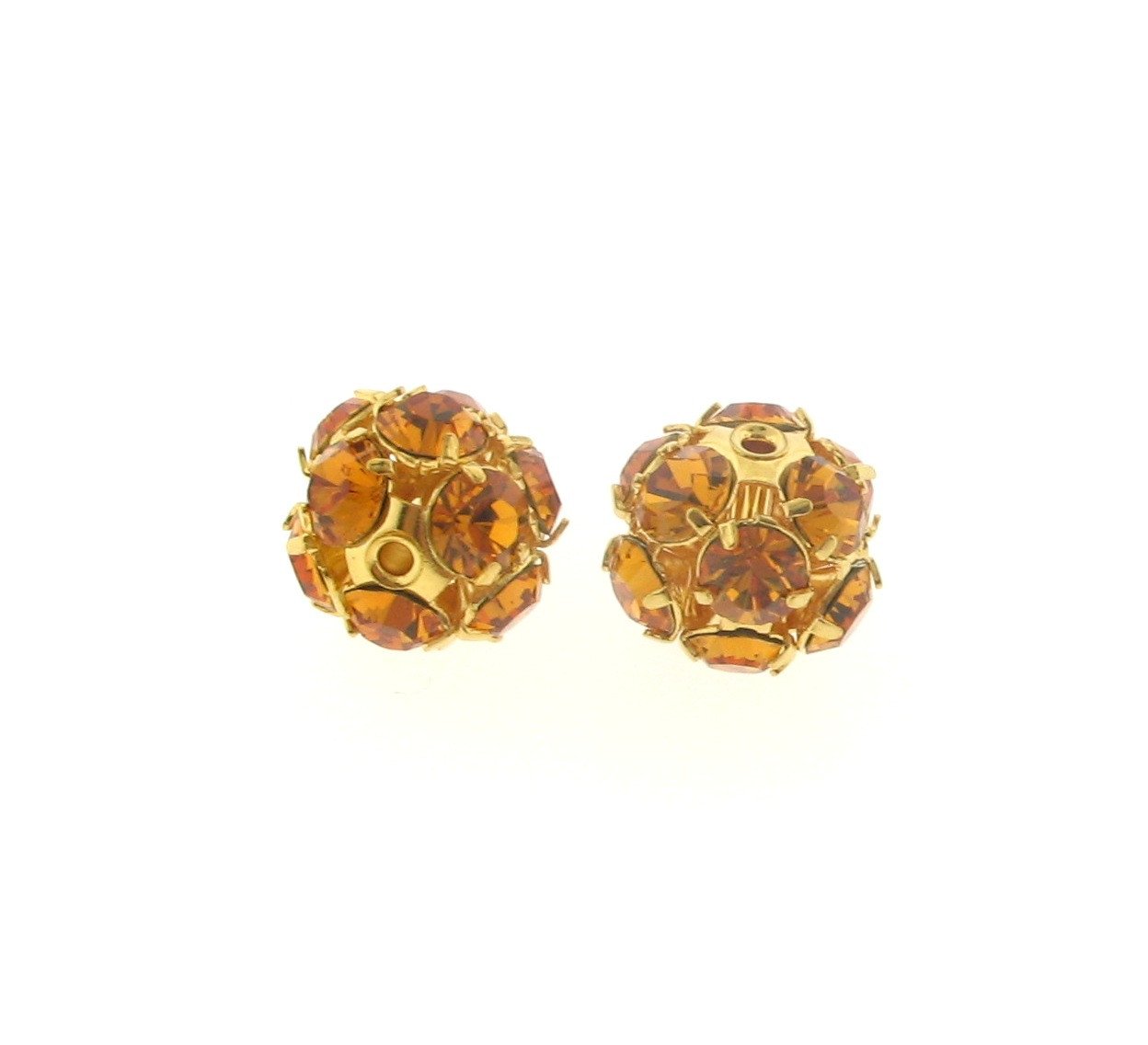 #3712 - 12mm Swarovski Gold Plated Rhinestone Ball - Topaz #3712 - 12mm Swarovski Gold Plated Rhinestone Ball - Topaz