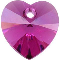 # 6228/6202 - 10.3x10mm Swarovski Crystal Heart Pendant - Fuchsia # 6228/6202 - 10.3x10mm Swarovski Crystal Heart Pendant - Fuchsia