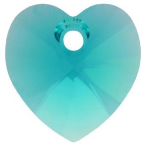 # 6228/6202 - 14.4x14mm Swarovski Crystal Heart Pendant - Blue Zircon # 6228/6202 - 14.4x14mm Swarovski Crystal Heart Pendant - Blue Zircon