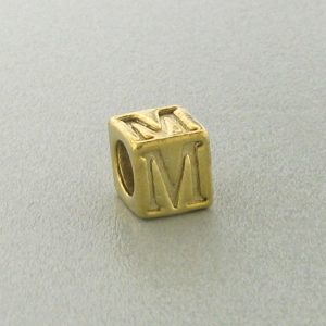 9800 - 5.5mm Gold Plated Alphabet Beads - M 9800 - 5.5mm Gold Plated Alphabet Beads - M