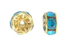 3605 - 5mm Swarovski Rhinestone Gold Plated Rondelle - Blue Zircon 3605 - 5mm Swarovski Rhinestone Gold Plated Rondelle - Blue Zircon