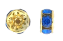 3605 - 5mm Swarovski Rhinestone Gold Plated Rondelle - Capri Blue 3605 - 5mm Swarovski Rhinestone Gold Plated Rondelle - Capri Blue