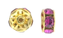 3605 - 5mm Swarovski Rhinestone Gold Plated Rondelle - Fuchsia 3605 - 5mm Swarovski Rhinestone Gold Plated Rondelle - Fuchsia
