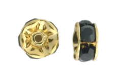 3605 - 5mm Swarovski Rhinestone Gold Plated Rondelle - Jet 3605 - 5mm Swarovski Rhinestone Gold Plated Rondelle - Jet