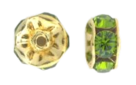 3605 - 5mm Swarovski Rhinestone Gold Plated Rondelle - Olivine 3605 - 5mm Swarovski Rhinestone Gold Plated Rondelle - Olivine