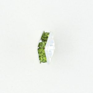 9852S – 6mm Rhinestone Squaredelle Silver Plated – Olivine 9852S – 6mm Rhinestone Squaredelle Silver Plated – Olivine