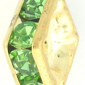 9851 - 4mm Rhinestone Squaredelle Gold Plated - Peridot 9851 - 4mm Rhinestone Squaredelle Gold Plated - Peridot