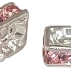 9851S - 4mm Rhinestone Squaredelle Silver Plated - Light Rose 9851S - 4mm Rhinestone Squaredelle Silver Plated - Light Rose